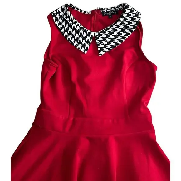 Smak Parlour Womens Dress Size S Red Retro Mod Fit & Flare Sleeveless Collared - Picture 5 of 8
